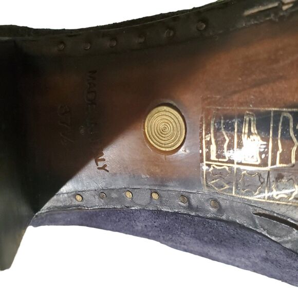 Officine Creative Suede Leather Ankle Boots Handmade Boots Navy Blue sz 37.5 - Picture 7 of 7